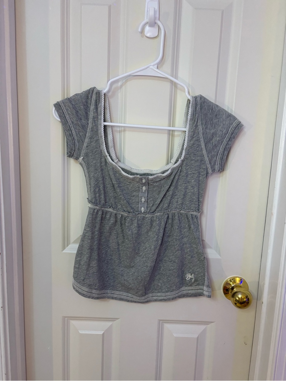 BDG Gray Scoop-Neck Short Sleeve Peplum Top